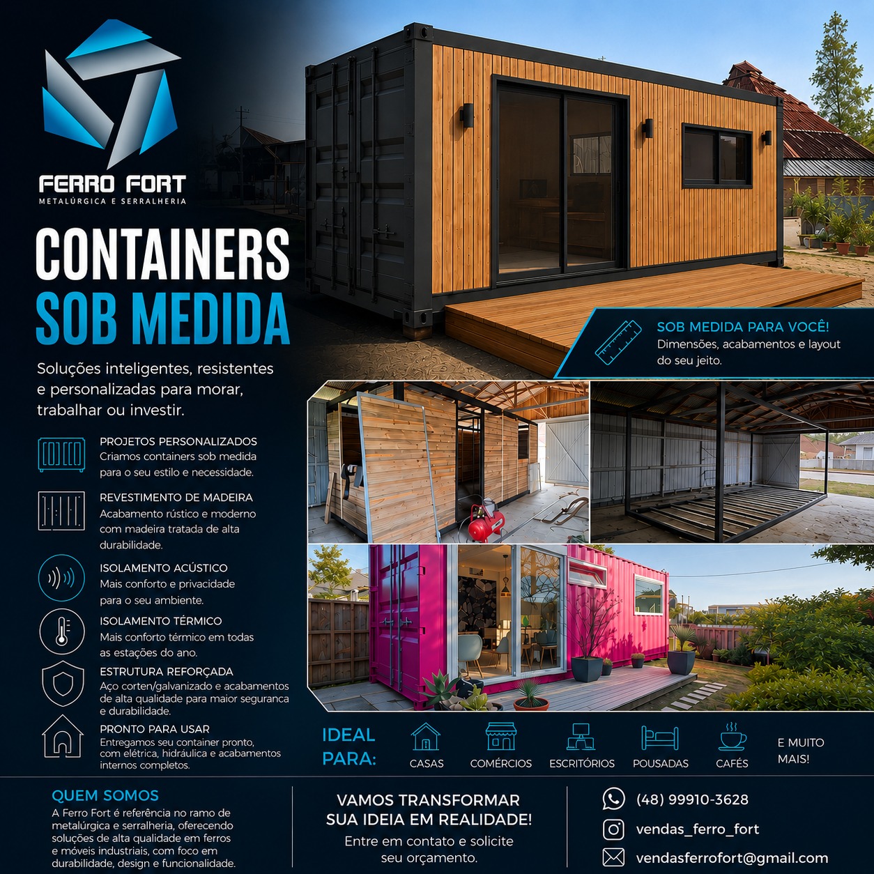 Apresentação de containers sob medida divulgada pela Ferro Fort